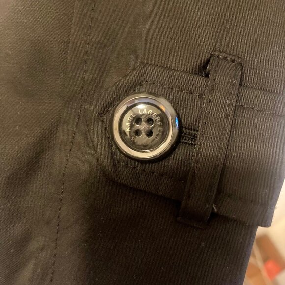 Karl Lagerfeld Paris Black Trench Coat Woman's Size S - Picture 5 of 12